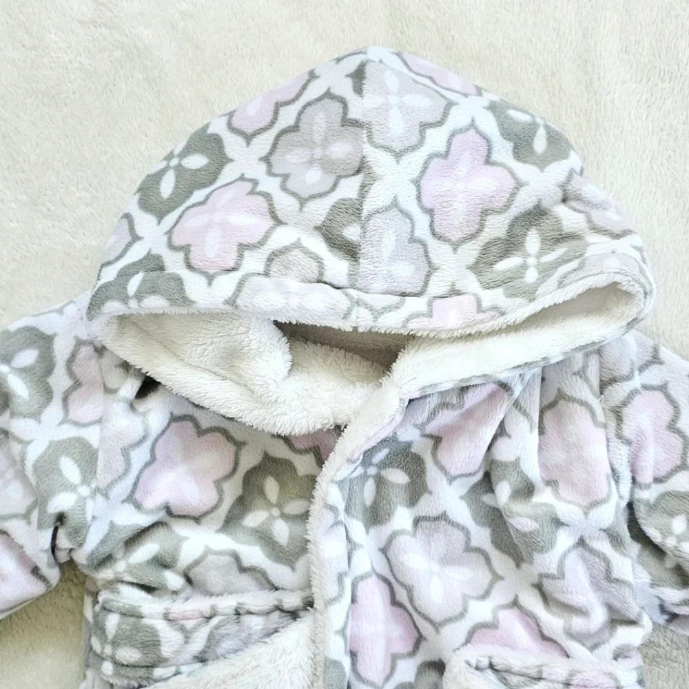 BLANKETS & BEYOND | Baby Girl's Soft Fleece Hooded Robe, Size 6M